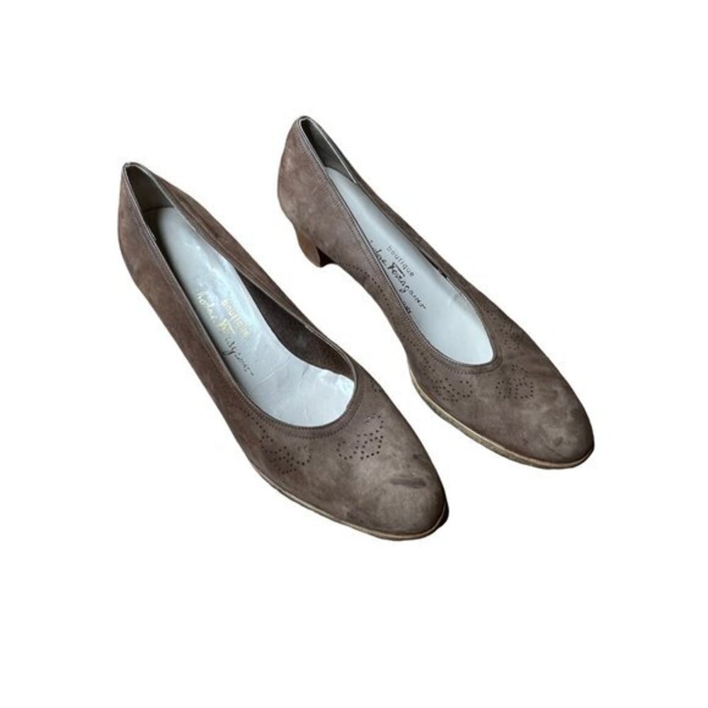 Salvatore Ferragamo Made in Italy Brown Suede Block Heals Size 11B
